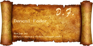 Dencsi Fodor névjegykártya